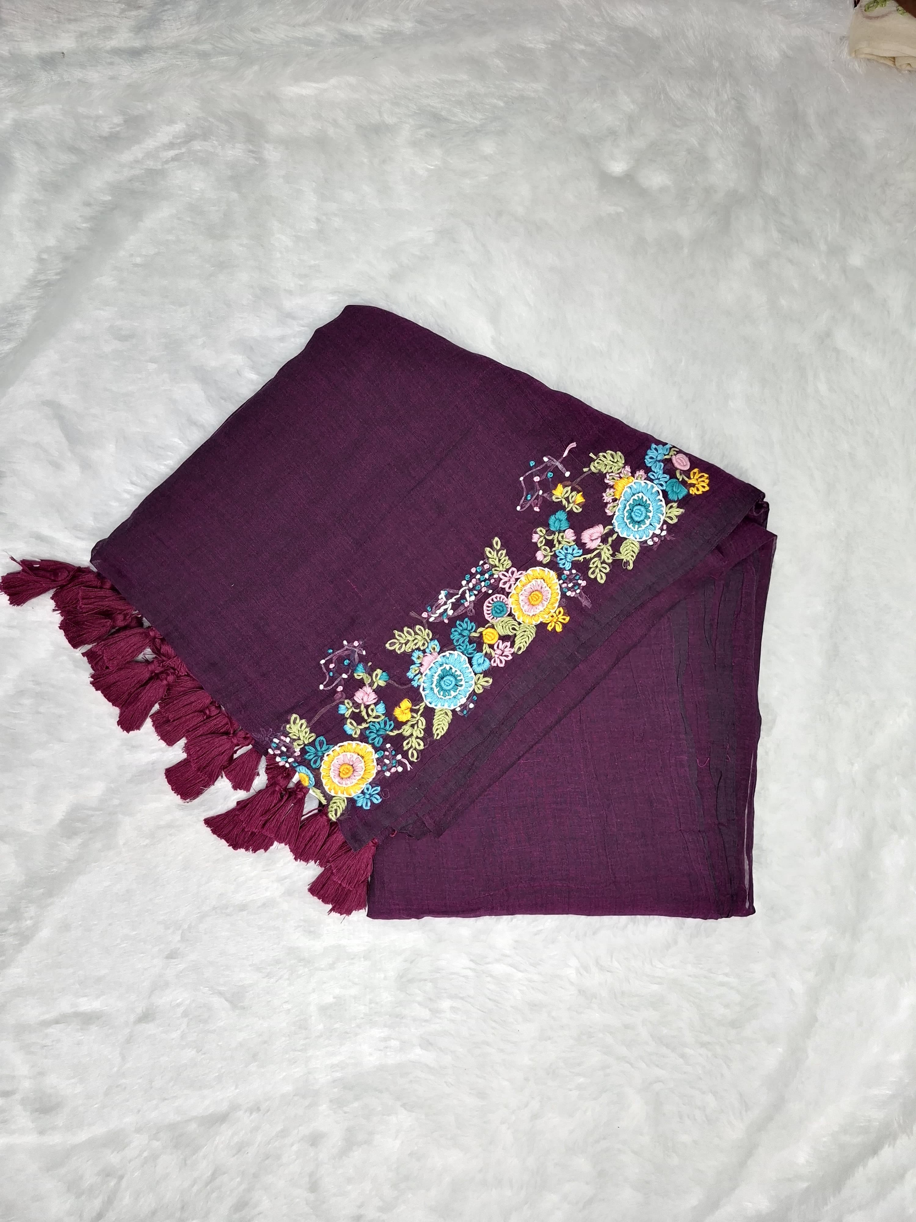 Shoulder Bullion Saree in Purple