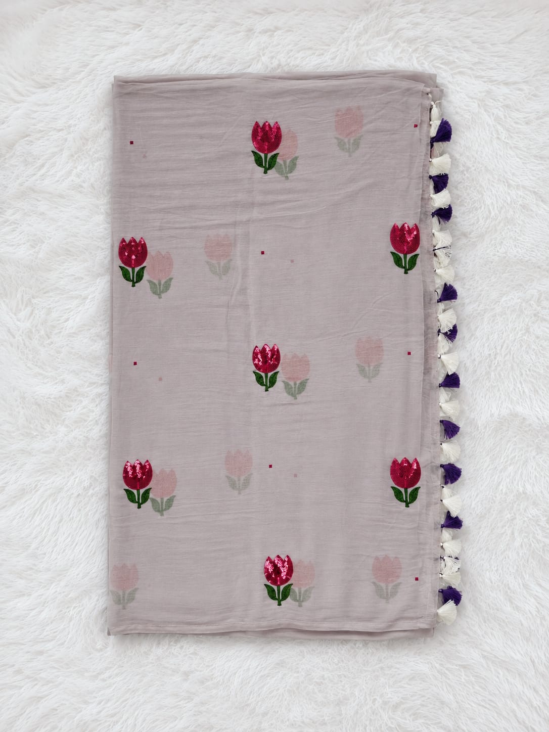 Lotus Square Saree in Lght Puple