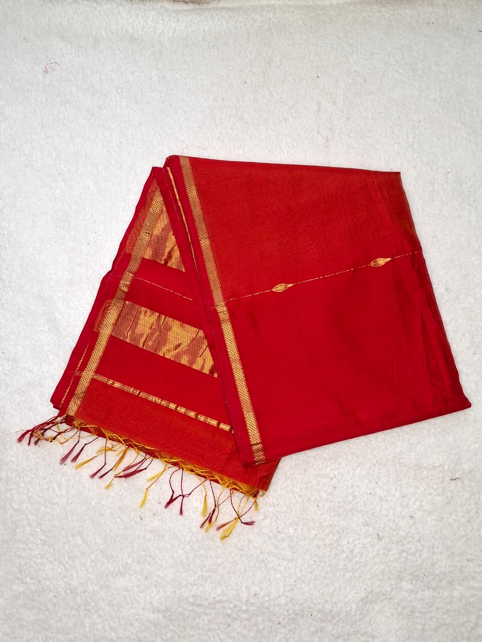 Maheshwari Pure Handloom Saree in Orange Dual Tone