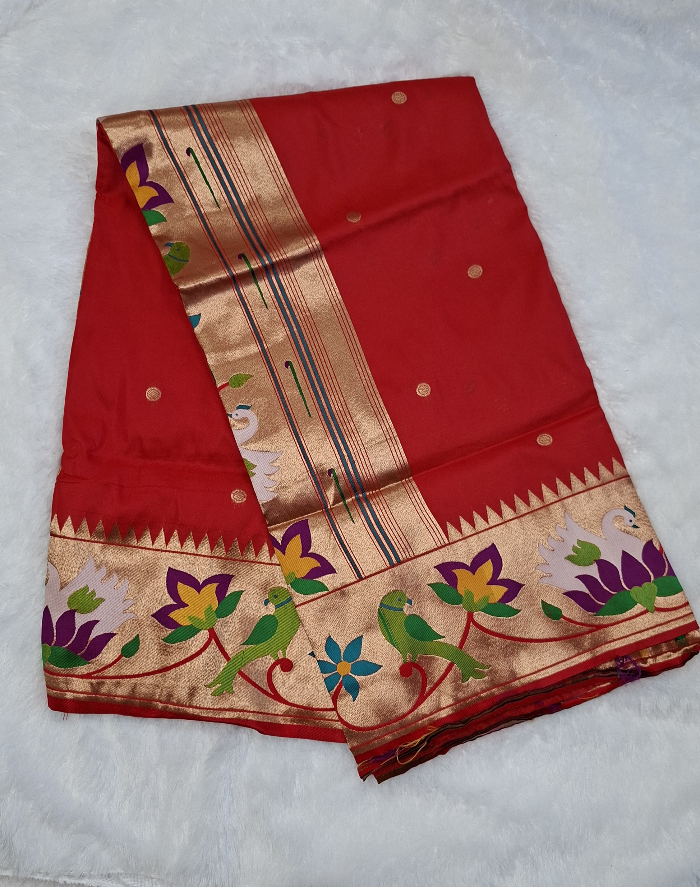 Rajhauns Semi Paithani Saree in Red