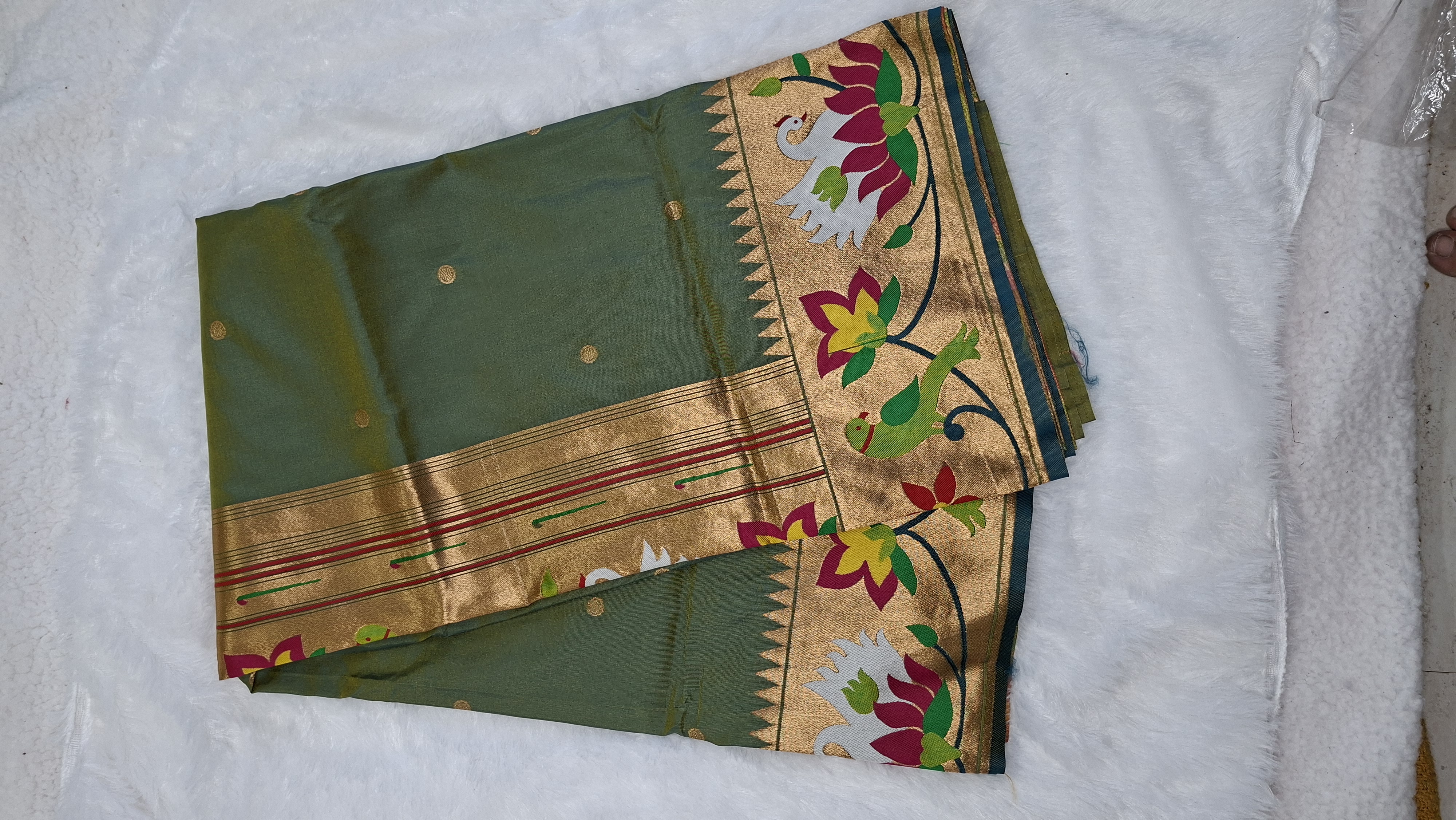 Rajhauns Semi Paithani Saree in Pista