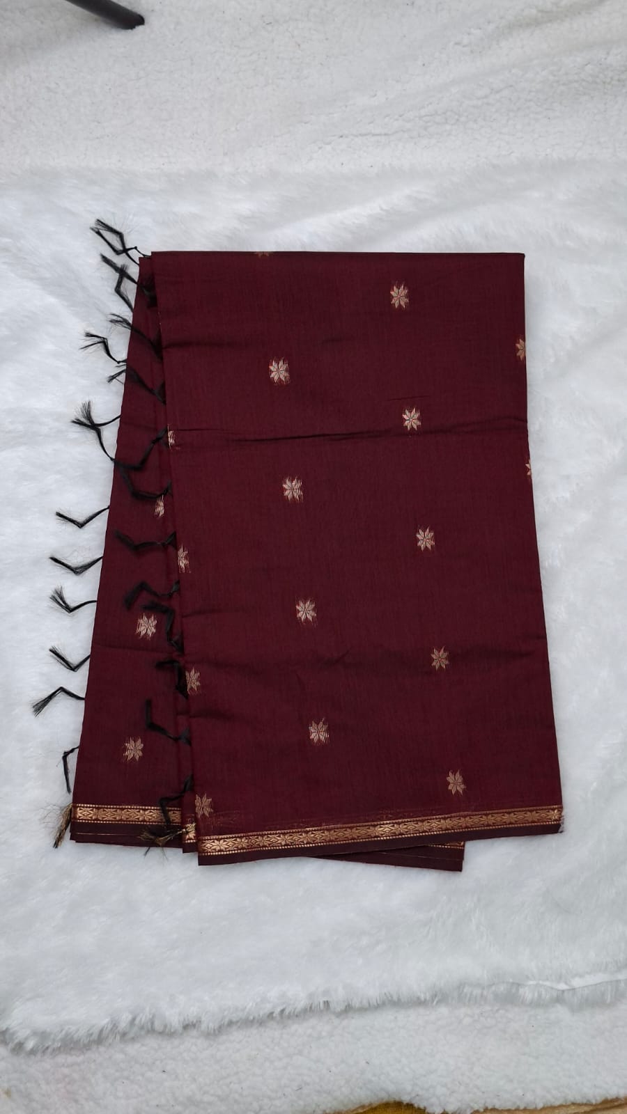 Maheshwari Silk Cotton Saree in Maroon