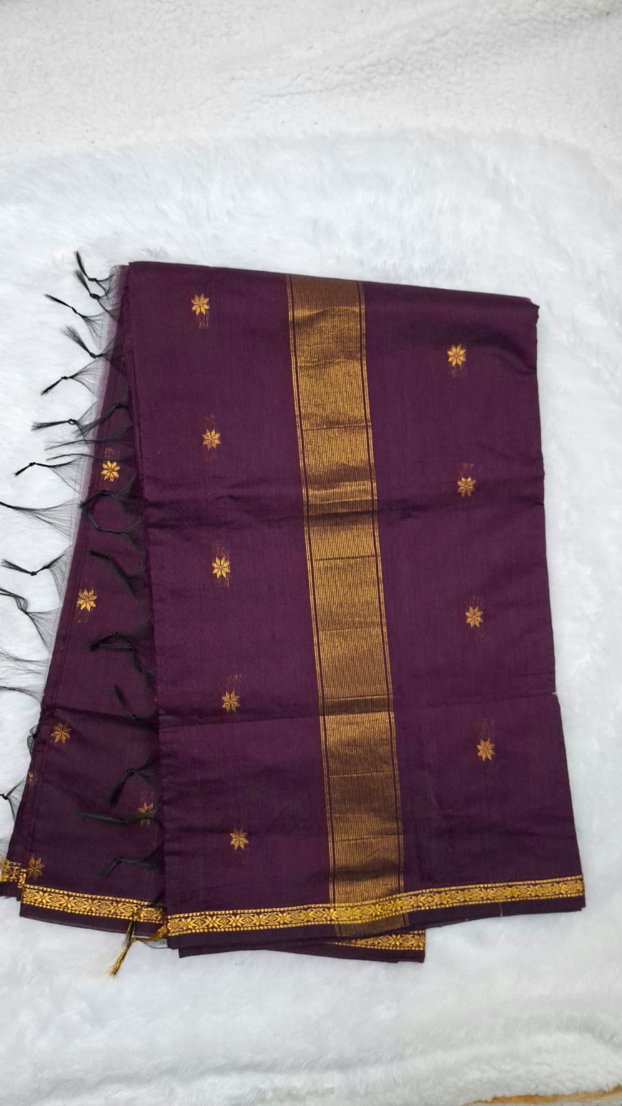 Maheshwari Silk Cotton Saree in Wine
