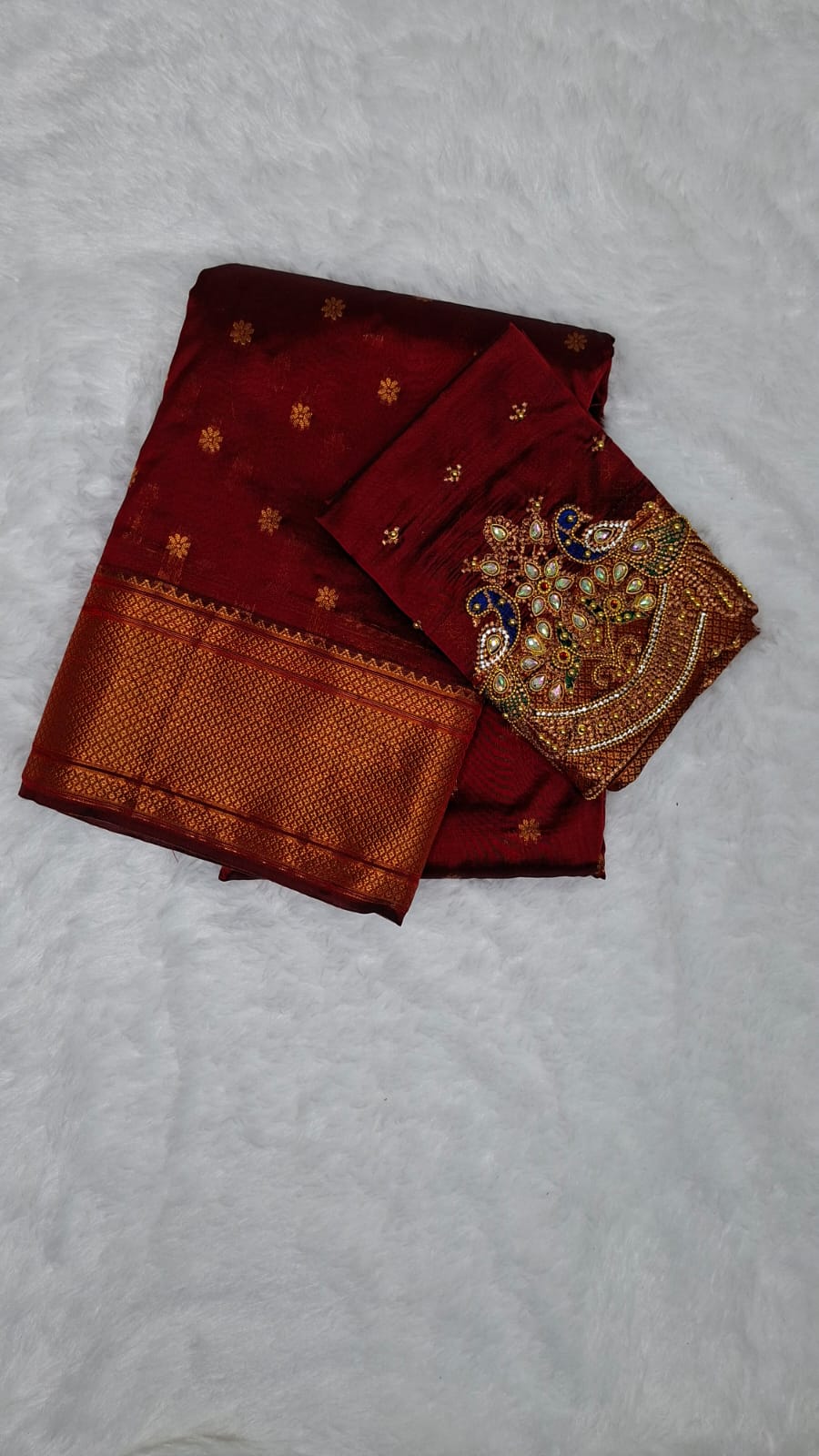 Kalanjali Semi Paithani Saree in Dark Maroon